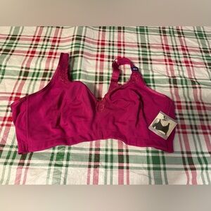NWT Catherines Cotton Comfort Wireless Back Hook Bra Size 50D Maroon